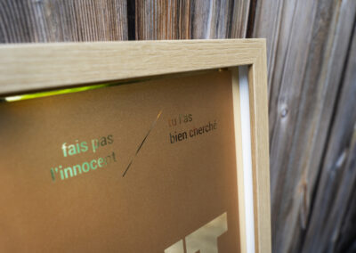 C'est vraiment bien fait pour ta gueule - Bronze sur papier mirroir doré